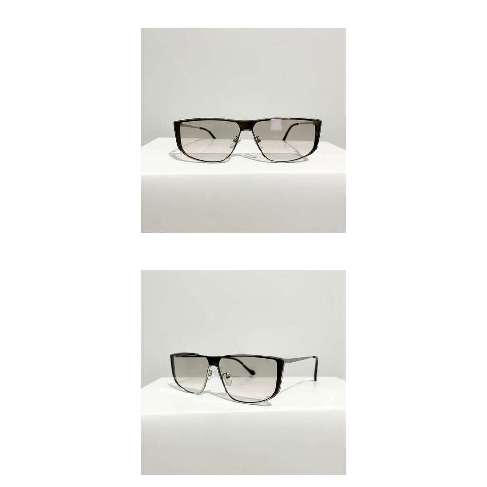 Metal Old Money Style Silver-Edged One-Piece for Women, Trendy Round Face Slimming High-End Mesh Design Large Frame Sunglasses