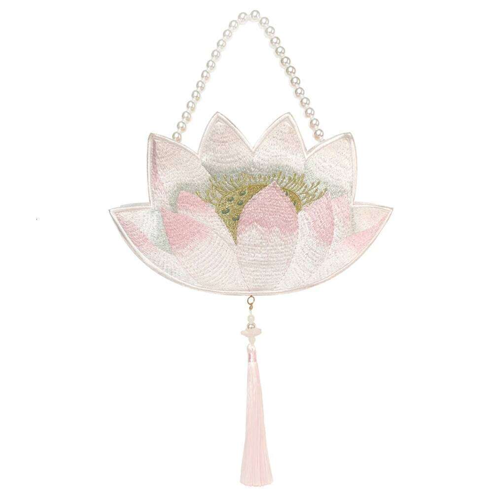 Chinese Embroidery Pcs Hanfu Handbag Ancient Style Embroidery Lotus Shoulder Bag Tassel Satchel Crossbody Purse For Mobile Phone Women Girl Gift