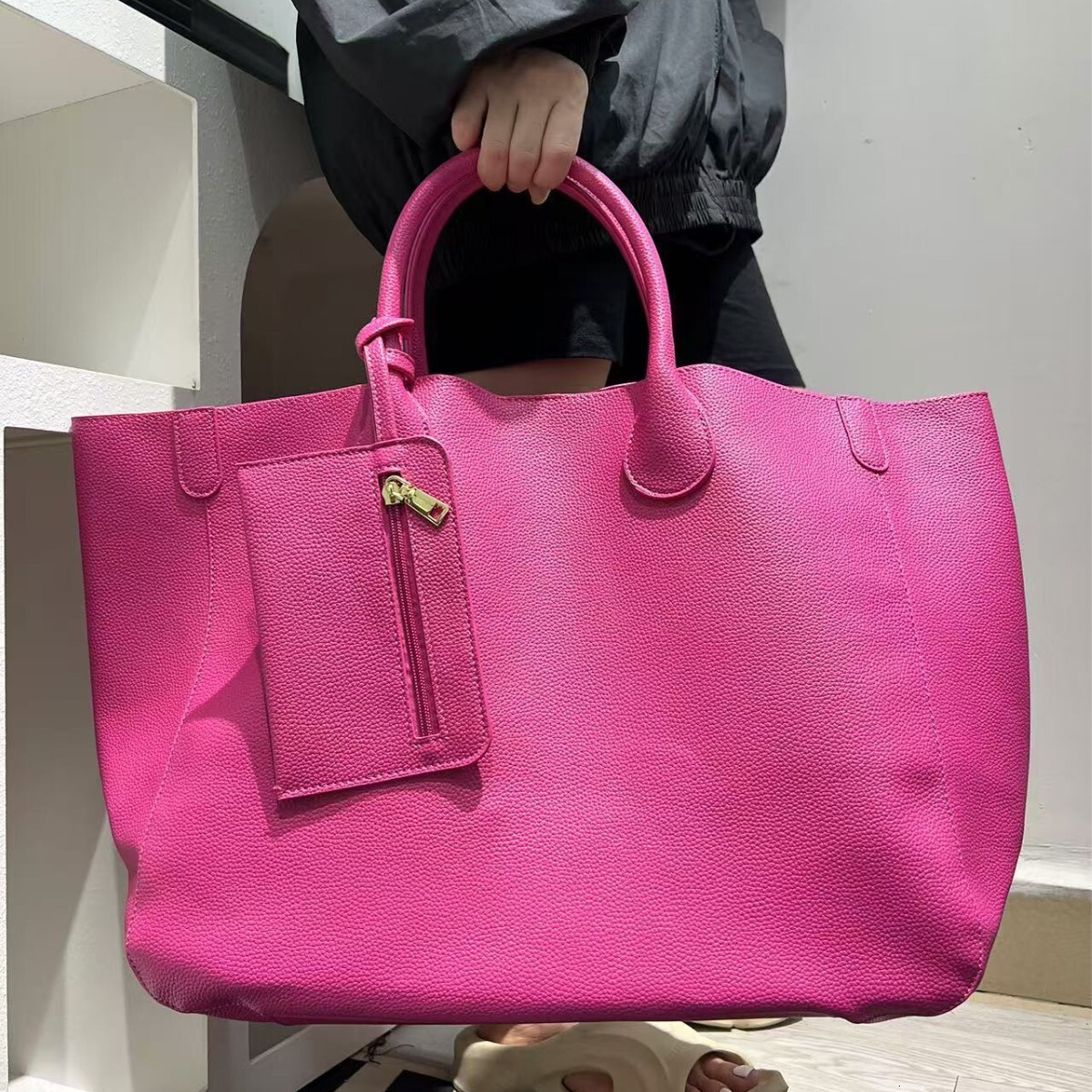 TB BHULAMTE Luxury Brand Fashion Bag Women's Fashion Soft Leather Tote Bag Large Capacity Simple Solid Color Trendy Shoulder Bag