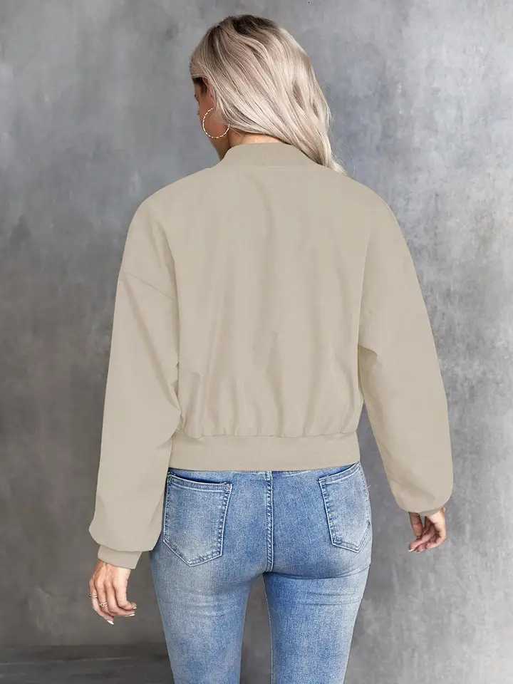 Womens Long Sleeve Fitted Jacket Coat Casual Plain Design All Seasons Wear Comfortable and Stylish OuterwearT260328