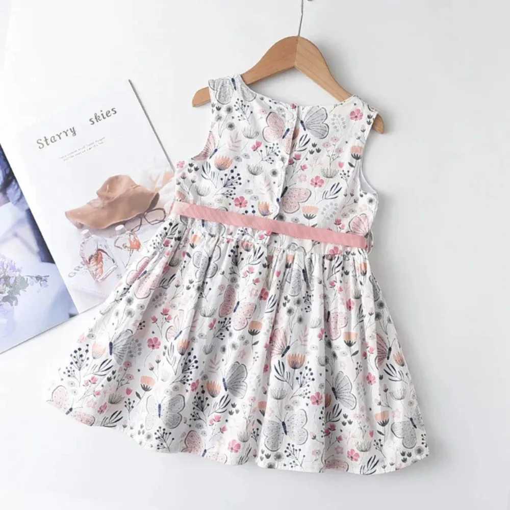Summer New 3-7 Years Girls Vacation Casual Clothes Sleeveless Sweet Cute Print A-Line Dress 1 Pc Children Fashion WearT260330
