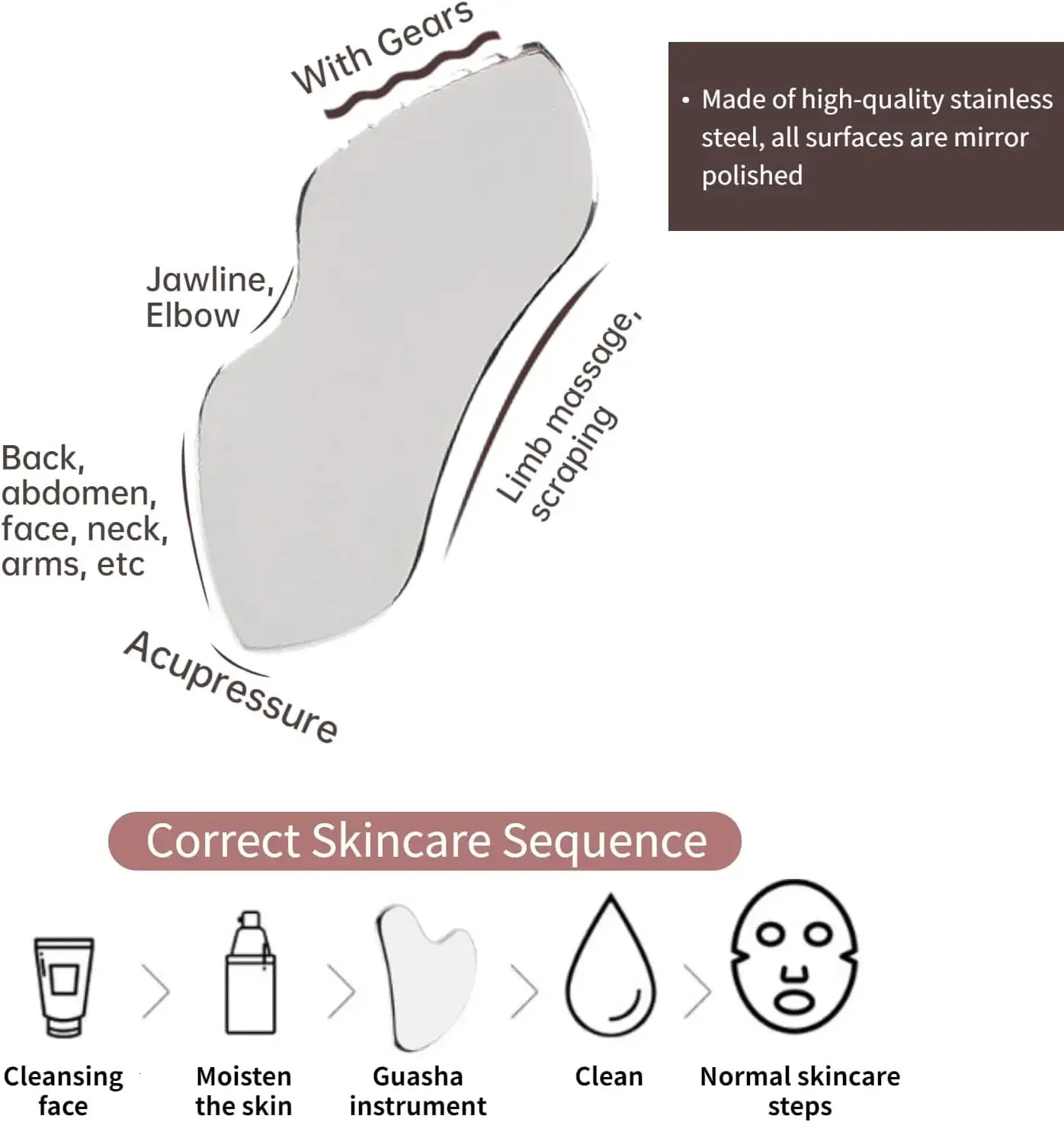 Stainless Steel Gua Sha Tools Gua Sha Stone Face Comb Body Lymphatic Drainage Massager Face Guasha Face Sculpting Tools 260316