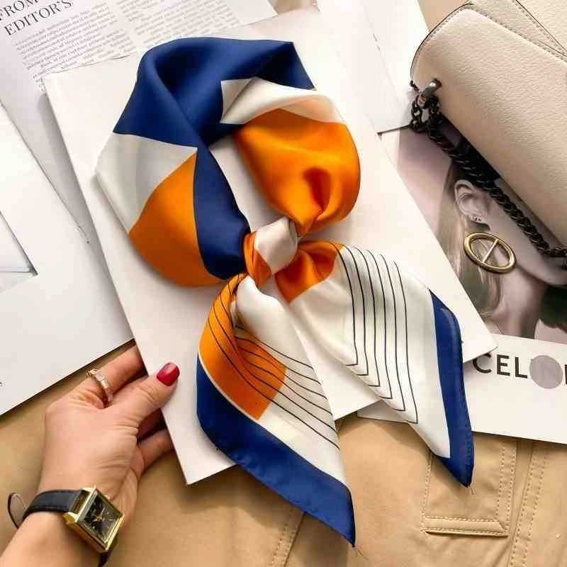 70cm Silk Square Scarf Wen Luxury Floral Print Kerchief Soft Satin Hairband Hand Bag Ribbon Foard Hijab Neckerchief band X260328
