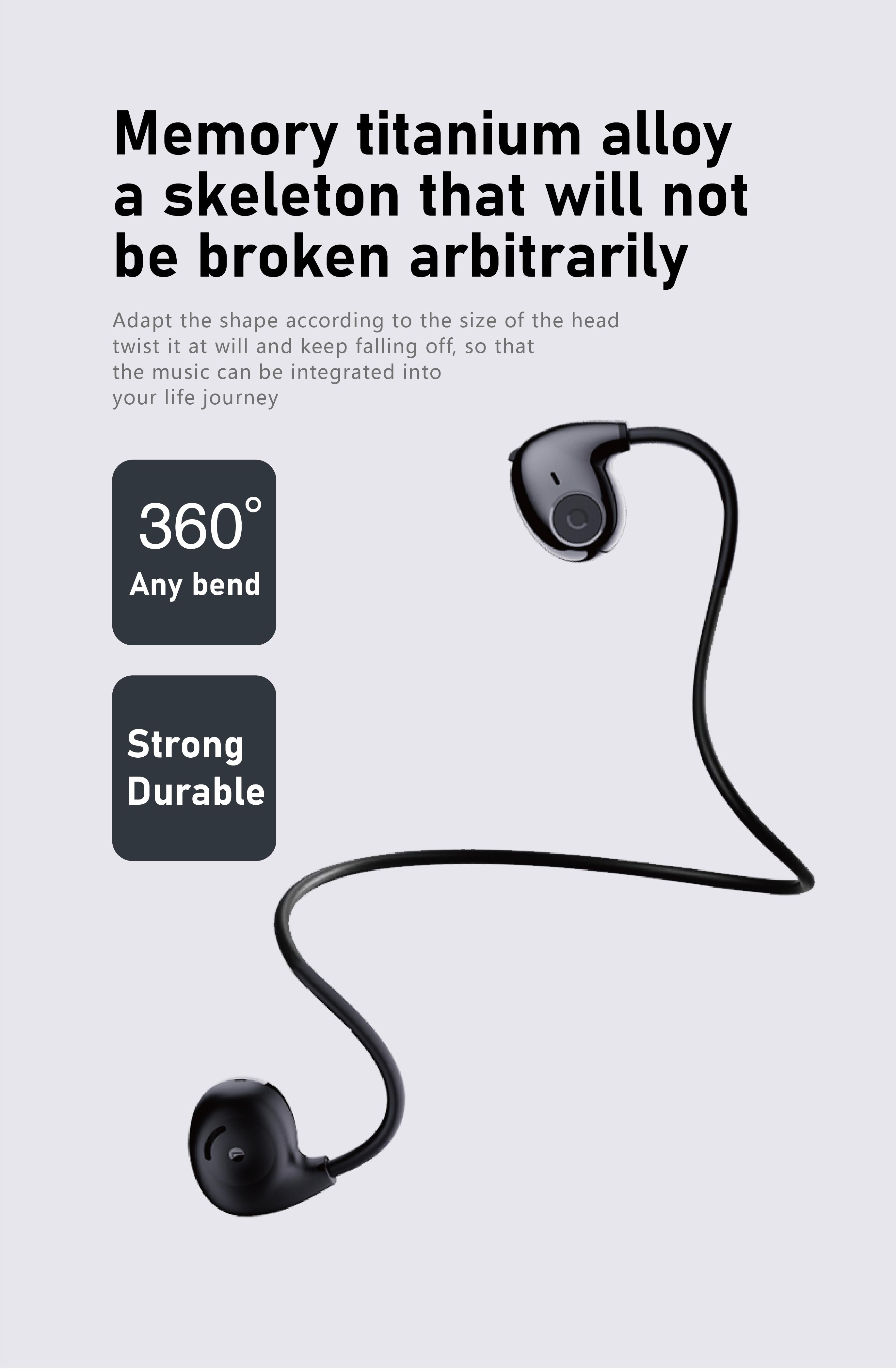 Lightweight Running Headphones BT Long Battery Wireless Neckband Headset Open Ear Sports Earphone for Cycling Gym