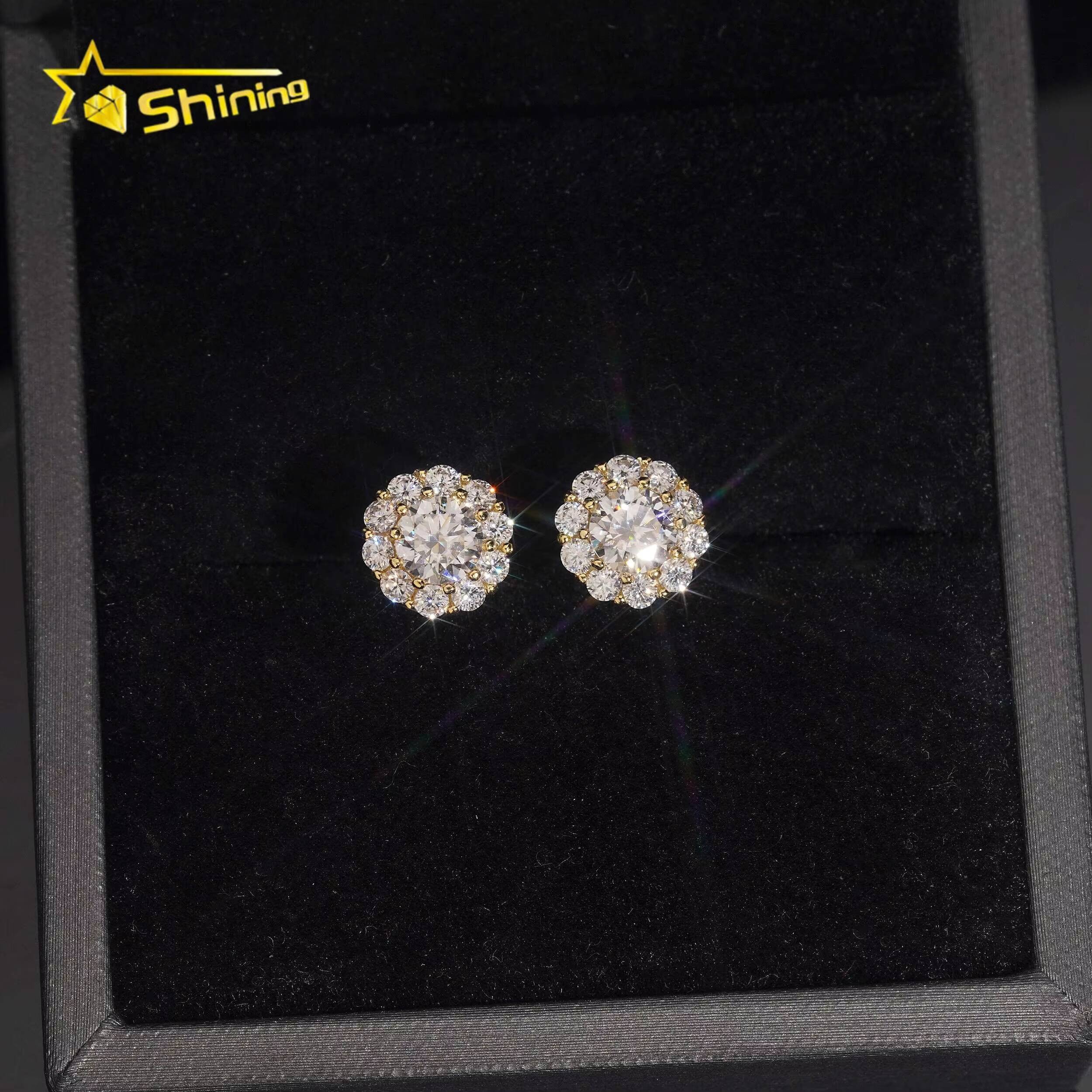 Top Quality 925 Silver Fine Jewelry Iced Out Hip Hop Ready to Ship Men VVS Moissanite Earrings