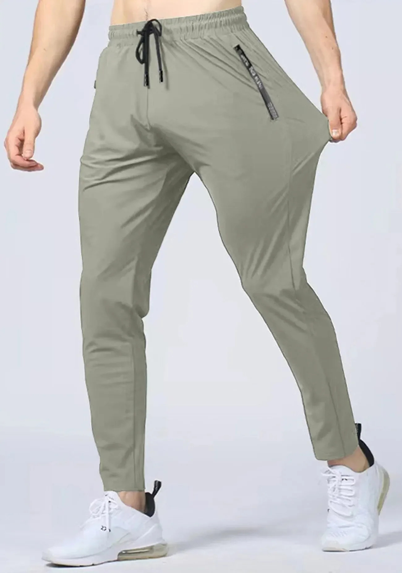 Mens Quick-drying Breathable Waist Drawstring Joggers Chic High Stretch Sports Pantst For Fitness 260327