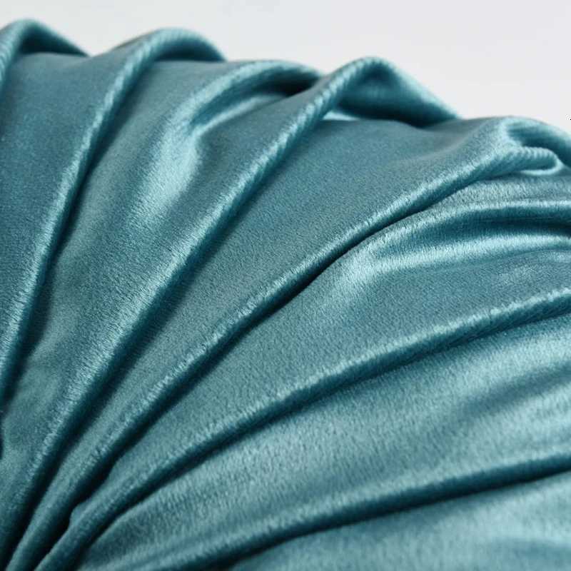 Round Throw Pillows Decorative Velvet Pleated Throw Pillows 15 Diameter Accent Pumpkin Boho Chair Cushion for Couch Sofa Chair H260330 - view 3