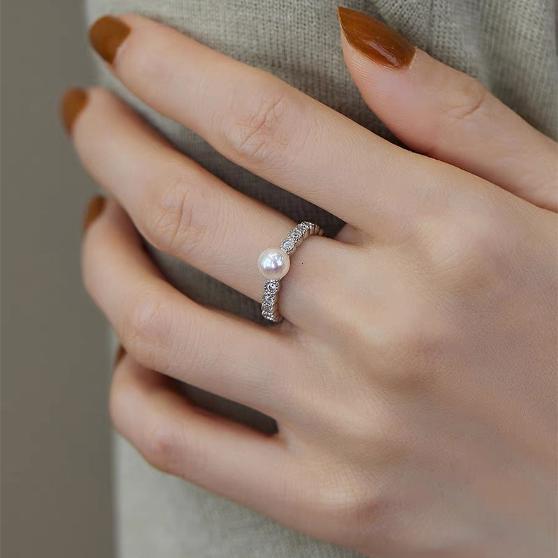Jewlery Designer For Women Charming Freshwater Pearl Ring With A High-End Feel, Unique And Light Luxury Unisex Suitable Stacking Minimalist Style Inde