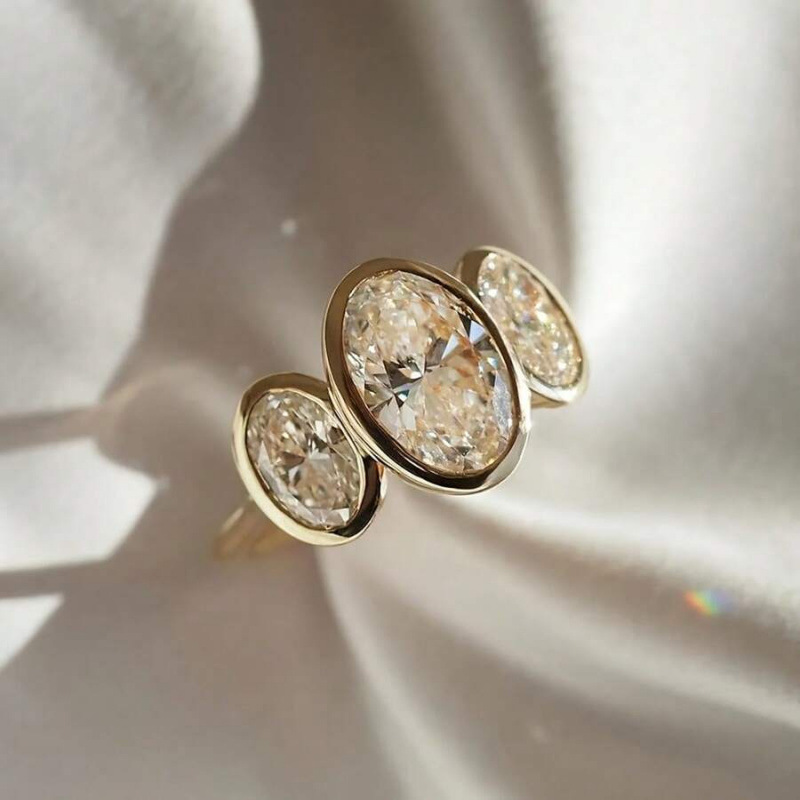 Choucong Ins Top Sell Vintage Jewelry 18K Gold Fill Threee Stones 5A Cubic Zirconia CZ Diamond Party Elegant Eternity Women Wedding Bridal Ring Lover 