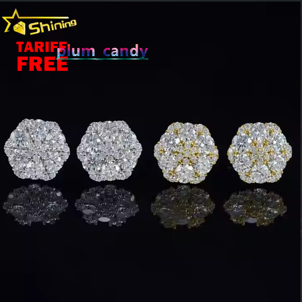 Screw Back Fashion Earring Fine Jewelry 925 Sterling Silver Gold Plated VVS-FL Moissanite Diamond Stud Earrings Ready to Ship