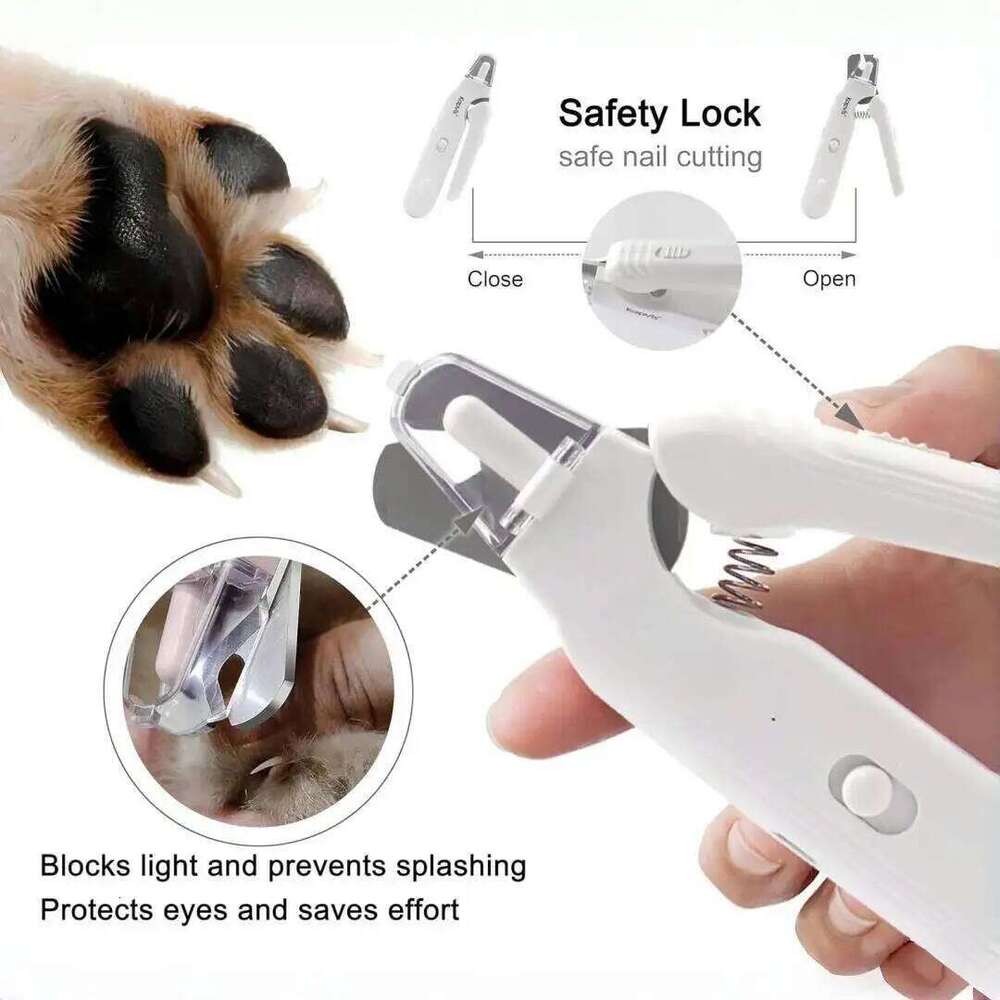 in 1 Clippers Dog Grinder for Dogs Cats Claw Trimmer with 2 LED Lights Quiet Splash Guard Pet Nail Grooming Tool
