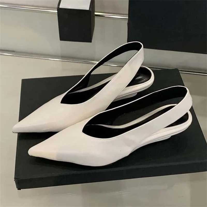 Aneikeh Sexy Pointed Toe Low Heels Comfortable Leather Design Wedges Women Mules Slingbacks Pumps Wedding Banquet Shoes Summer Z260330