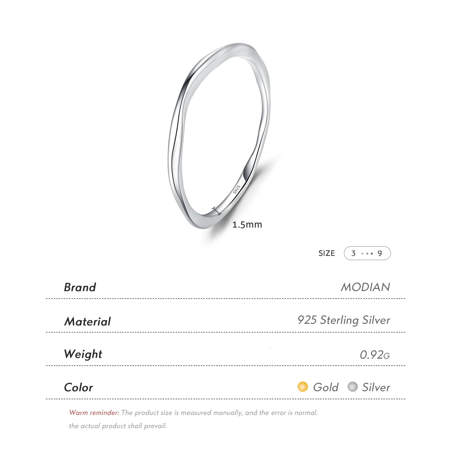 MODIAN 925 Sterling Silver Simple Geometric Line Twisted Ring Trendy Stackable Gold Color Fine Jewelry For Women Party Gifts 260324