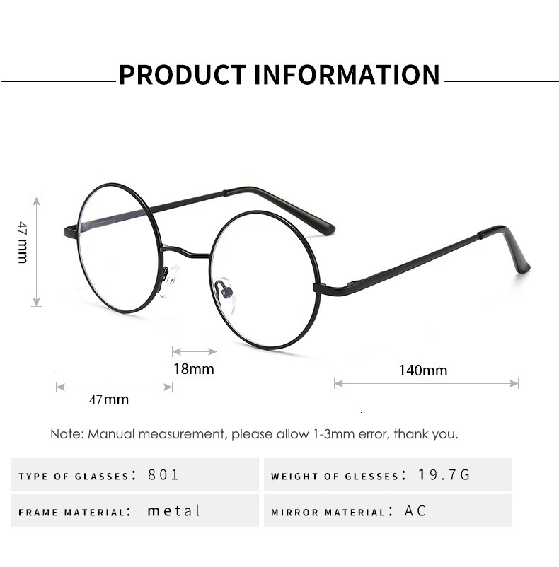 Retro Vintage Gaming Computer Glasses for Women Men Anti Blue Light Metal Frame Clear Lens Round Circle Eyeglasses Eyewear 260317