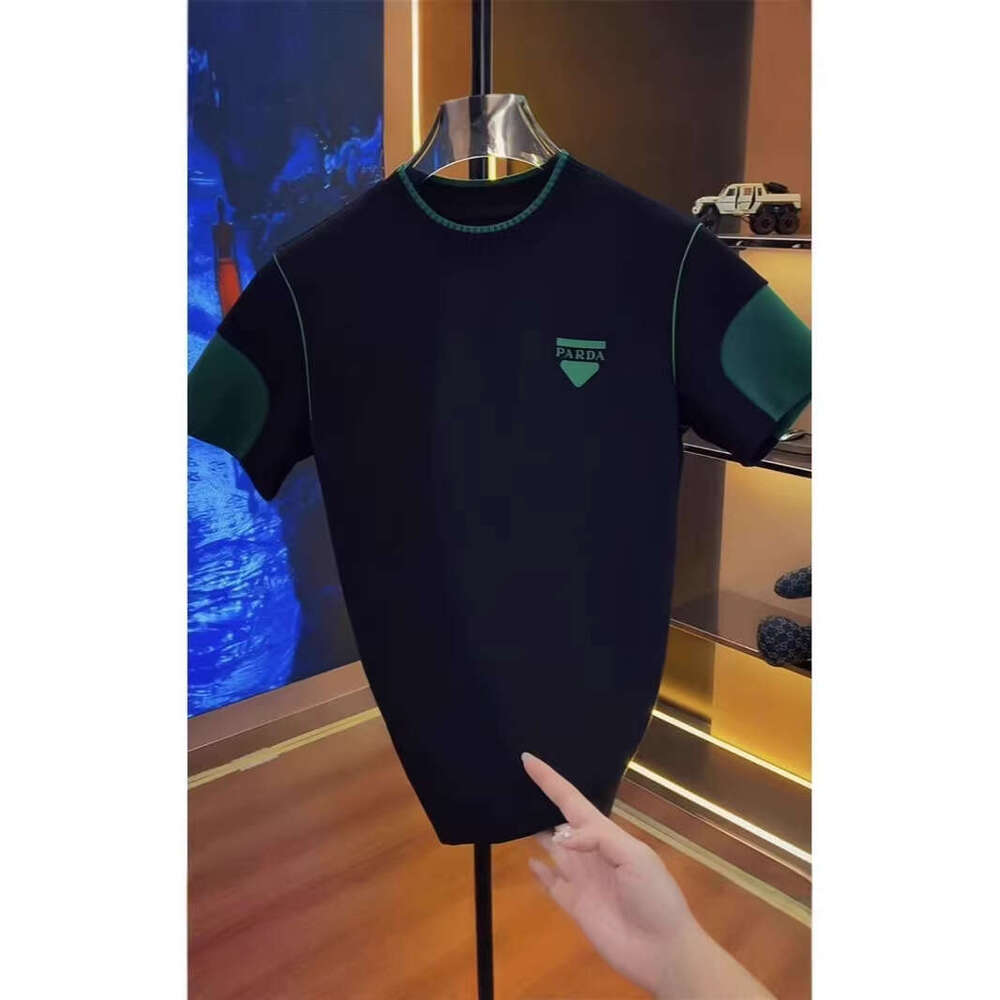 2026 Summer Men's Light Luxury New Letter Patchwork Color-Block Casual Trendy Versatile Early Spring Short Sleeve