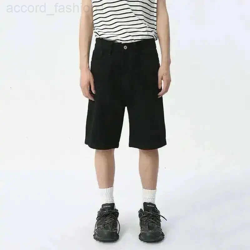 Spring Summer New Mens Denim Shorts Solid Color Straight Five Points Fashion Trend Middle Waist Casual Short Pants H260330