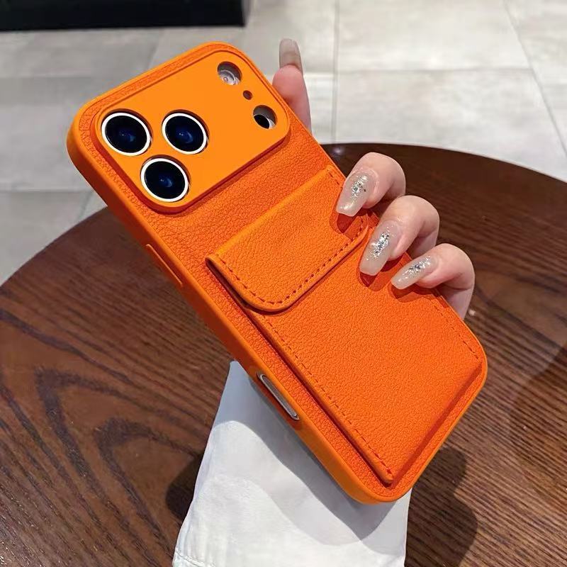 Lychee pattern card insert pocket holder card bag is suitable for iPhone new Apple mobile phone case