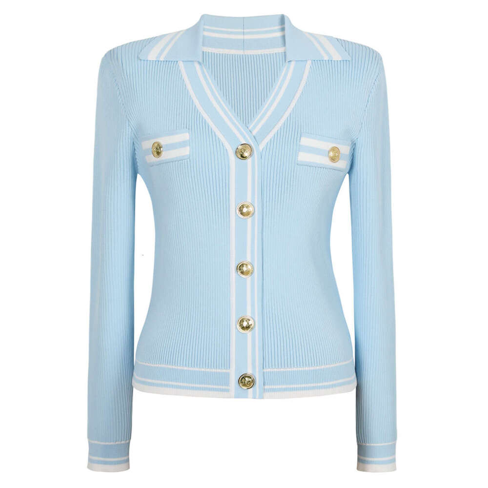 Spring and r27 Autumn New High Quality Long Sleeve Collar Knitted Sweater r27 Multi functional Top for Women's Fashion Open Collar Jacket