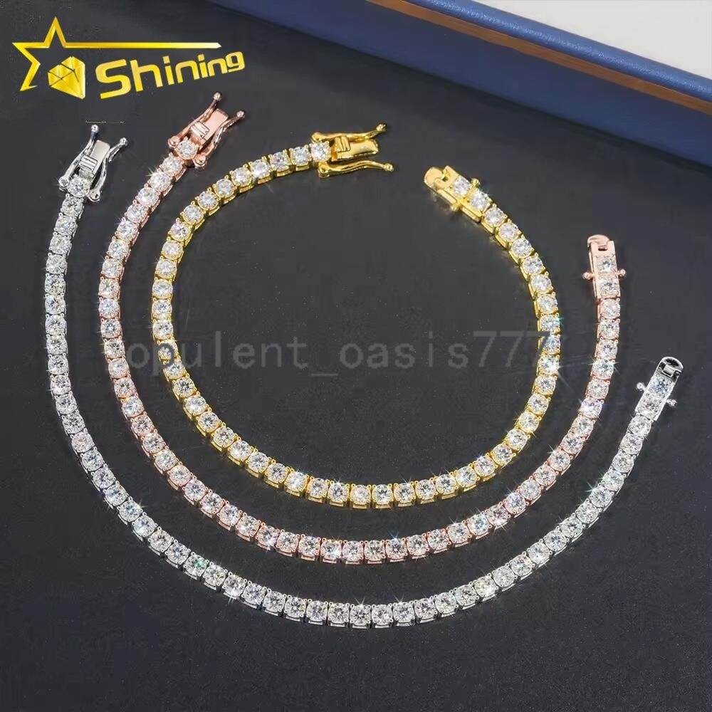 Cheapest Price 925 Sterling Silver 2mm 3mm 4mm VVS Moissanite Diamond Necklace Bracelet Moissanite Tennis Bracelet Chain