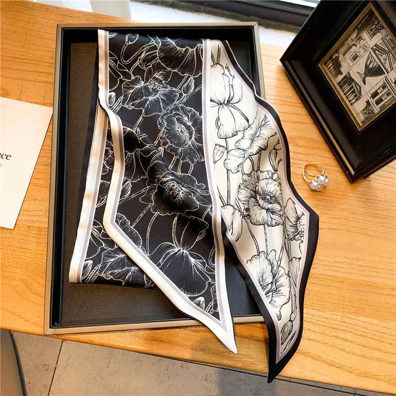 Luxury Long Silk Scarf Fem Horse Print Thin Narrow Scarf Bag Hair Band Ribbon Scarfs Wen Neckerchief X260328