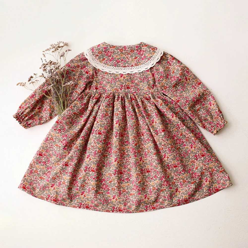Vintage Children Dress Floral Cotton Long Sleeves Toddler Girls Elegant Dresses For 1-8YT260330