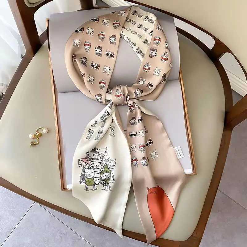 Luxury Chain Print Hair Ribbon Scarf Women Neck Tie Bag Scarfs Satin Silk Skinny Headscarves Ladies Foulard Floral Bands Z260330