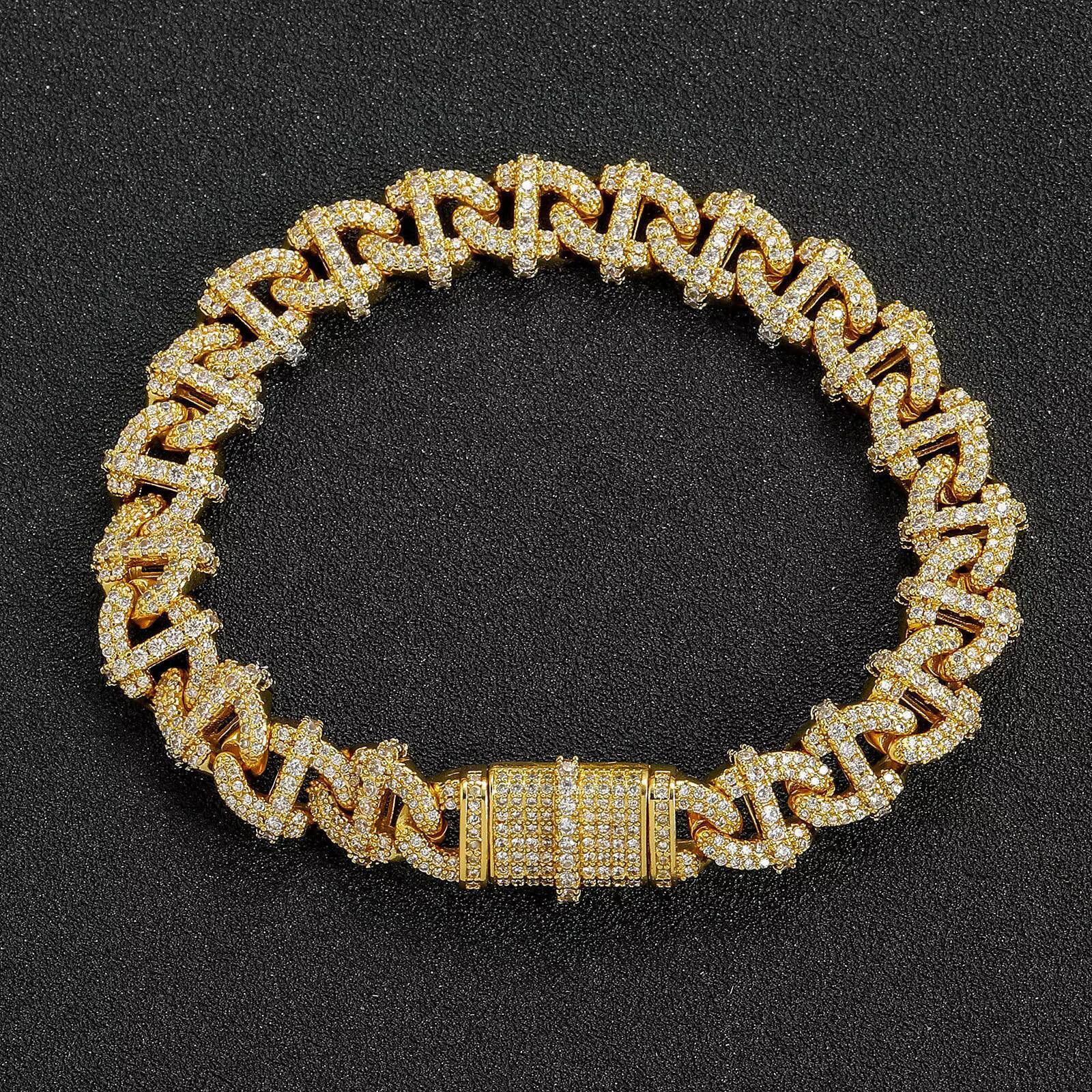 Hip Hop European and American Style New Bracelet 10mm Width Cuban Link Chain Personality Hipster Geometric Mens Cross-Border