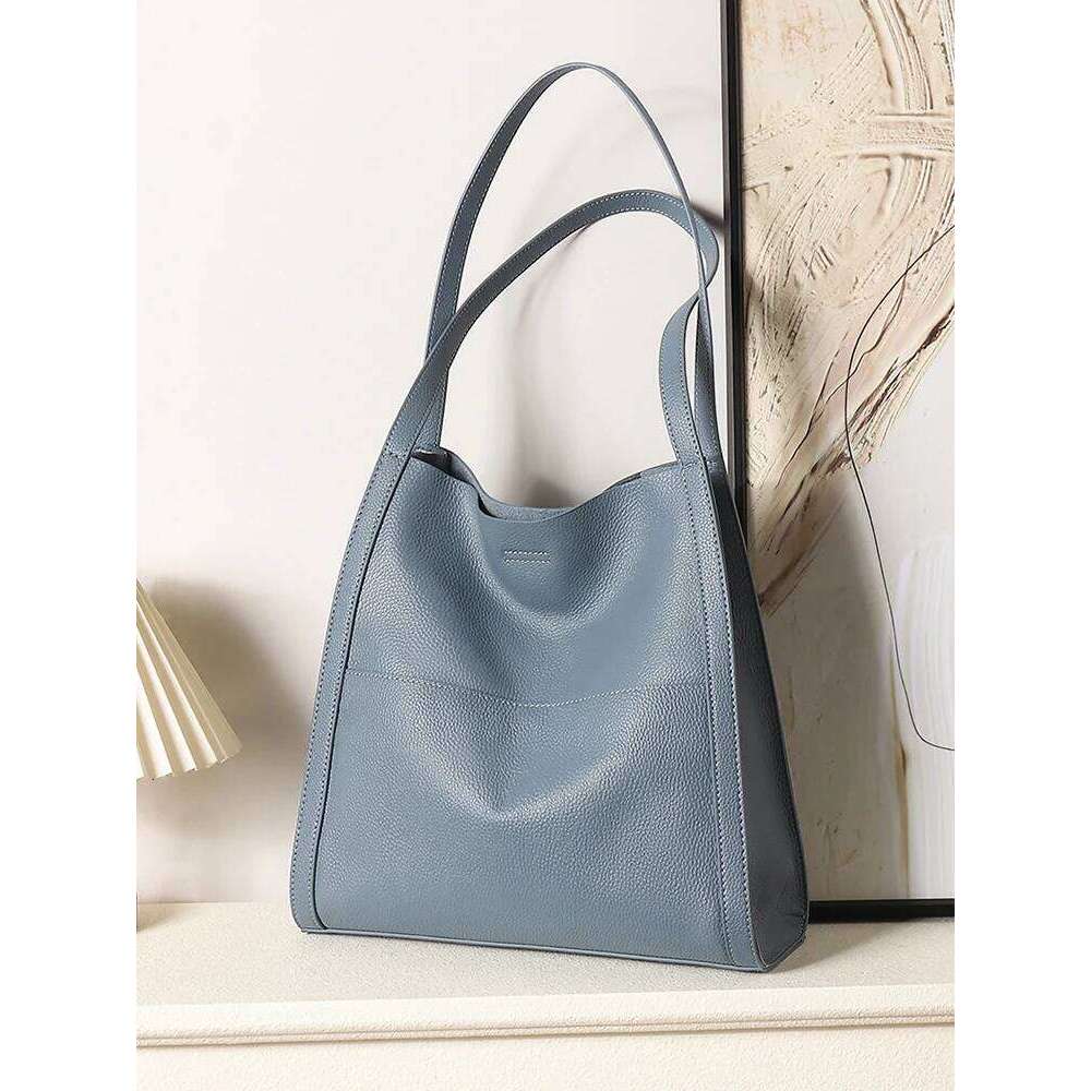 Zency Genuine Leather Totebag Shoulder Bag Large Capacity Shopper Women S Cow Skin Handbag Simple Fashion Bucket Bags