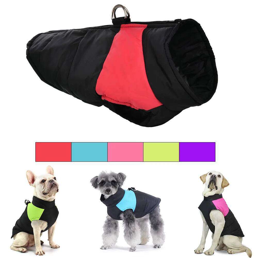 Winter Warm Fleece Dog For Small Large Dogs Cats Waterproof Pet Vest Jacket with D-ring Labrador French Bulldog Clothing