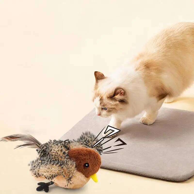 Flappy Interactive USB Rechargeable Pet Cat Plush Flapping Bird Toy Stimulate Hunting Instincts Remote Control
