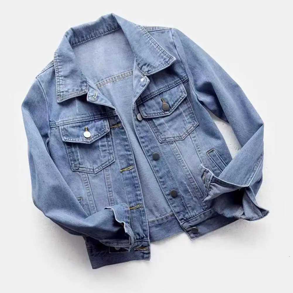 Women Denim Jacket Single-breasted Chest Flap Pocket Jacket Long Sleeve Slim Short Coat Retro Ladies Denim Jackets OuterwearT260328