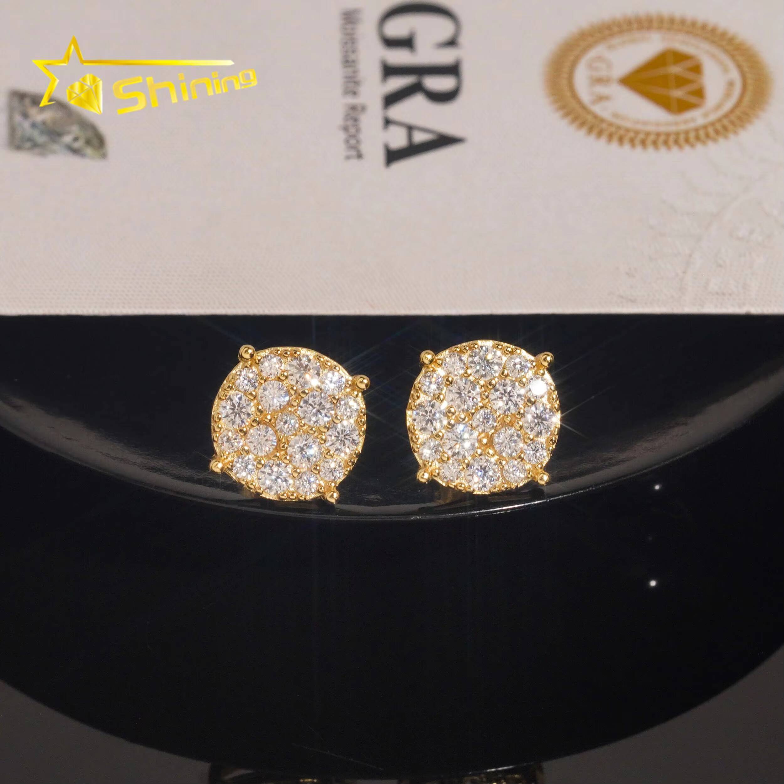 USA Warehouse Fast Shipping Sterling Silver 925 Iced Out VVS Moissanite Lb Diamond Fine Jewelry Stud Earrings