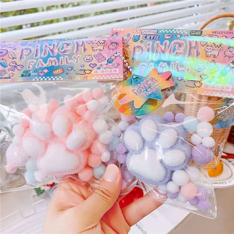 Dropshipping Fidget Mini Squishy Toys Kawaii Plush Soft Cat Paw Transparent Silicone Cube Stress Relief Squeeze Toy