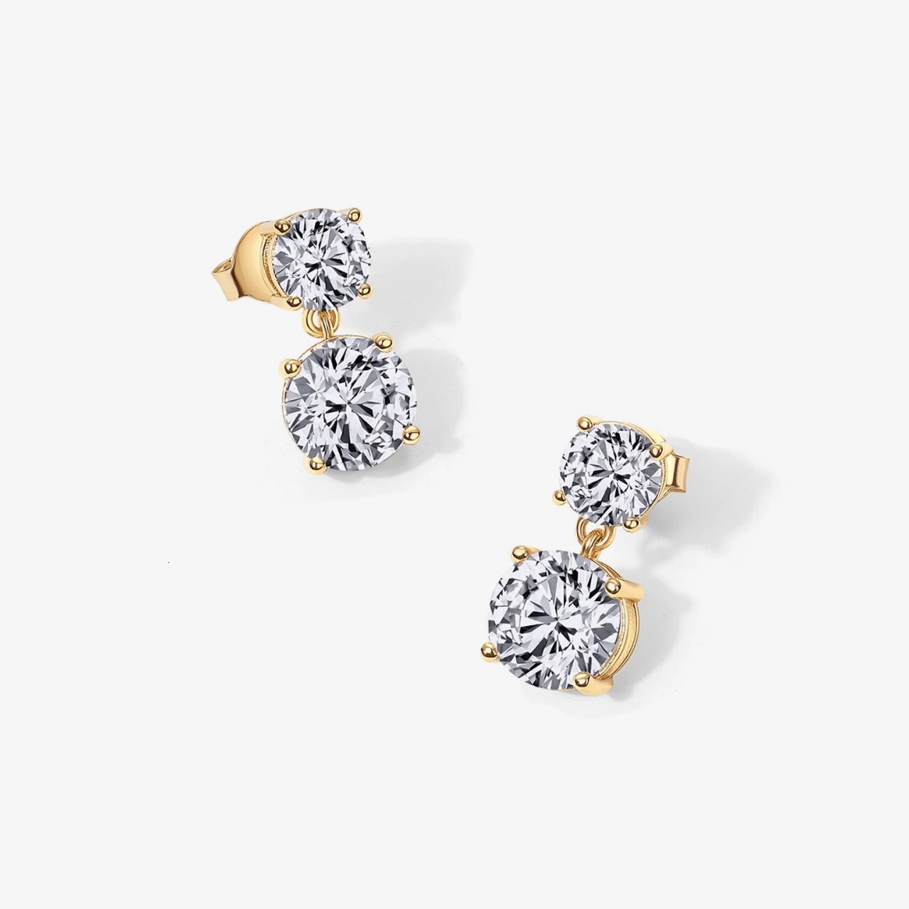18K gold zircon simple basic large small double imitation diamond earrings ins-style European and American earrings