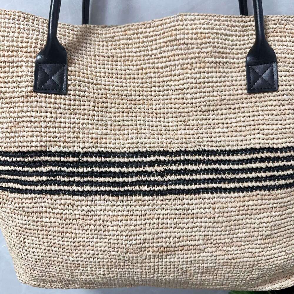 Totebag Shoulder ROSE NOIRE French Style High Quality Large Capacity Raffia Striped Woven Bag Women Versatile Straw Handbag For Seaside Vacations