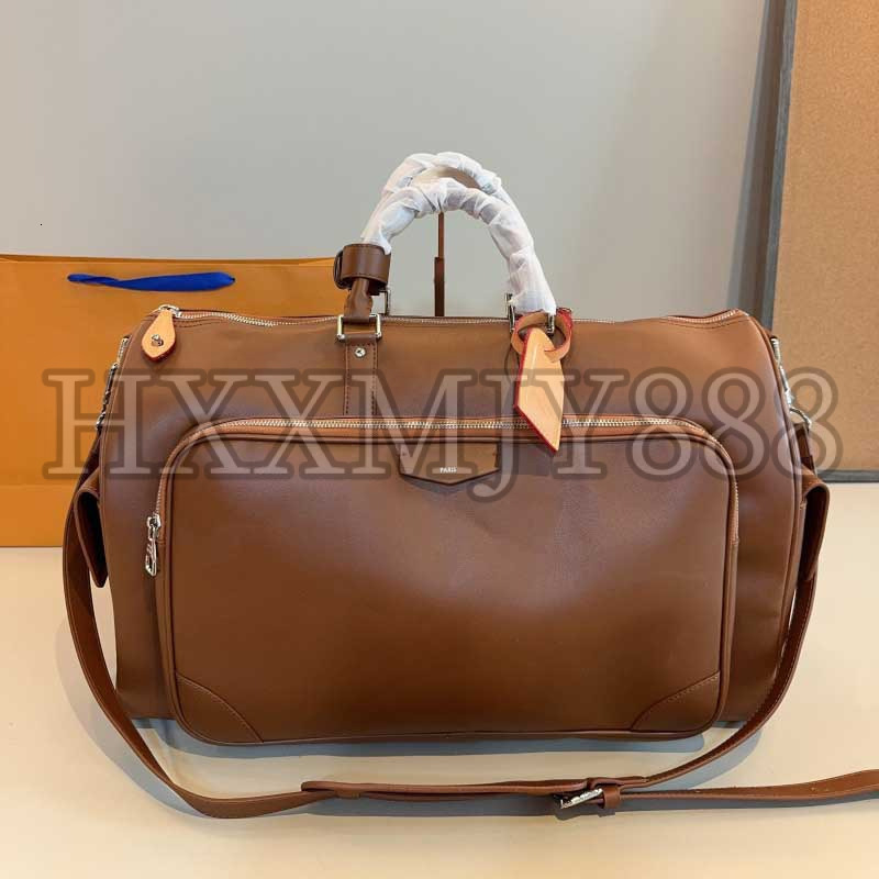 Genuine Leather Mens Womens Luxurys Designers Keepall Travel Leather Shopping Handbag Shouder Crossbody Large Capacity Airport Bag With Original Hardware 50Cm