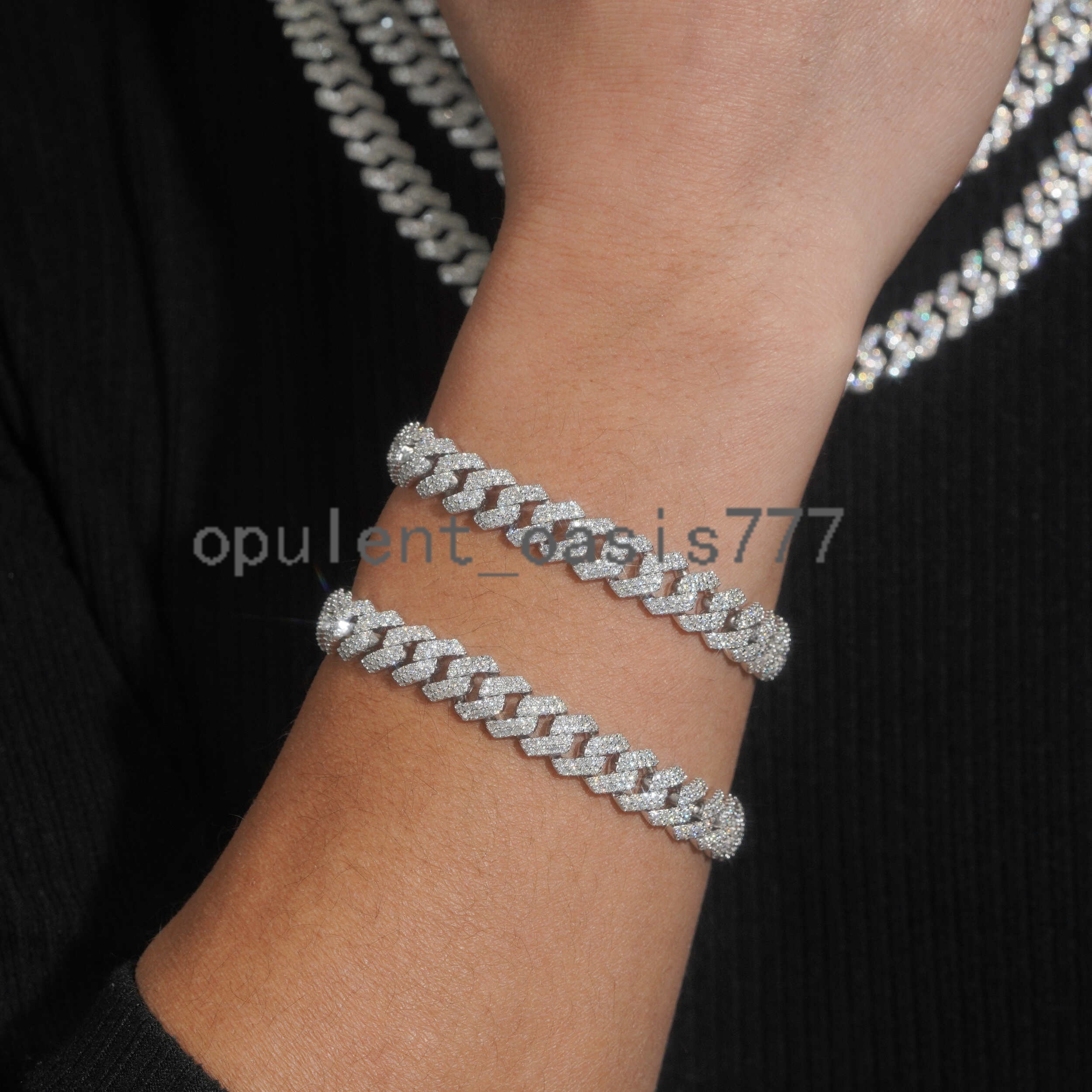 Hot Sale 8mm Custom Hip Hop Jewelry Iced Diamond Brass Copper VVS Moissanite Cuban Link Chain Bracelet Mens Luxury