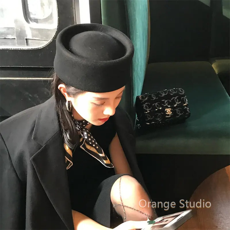 100 Wool Beret for Woman Elegant Flat Cap Felt Hat Lady Fall Winter Warm Fashion Fedora Fascinator Pillbox Pumpkin Hat 260324