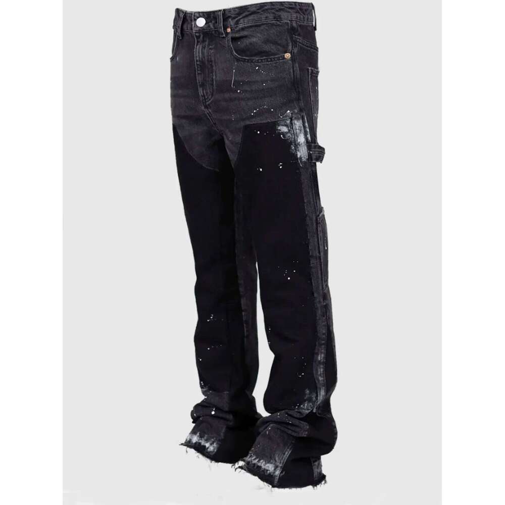 Trendy High Street Brand Men's Jeans Loose Fit Straight Leg Casual Drag Trousers American Style Vintage Micro Flare 26Y0330