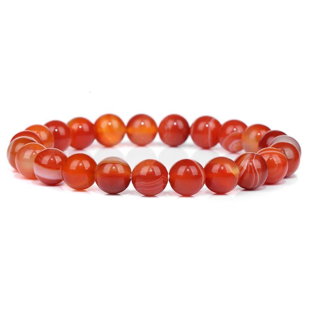 Red Natural Stone 8mm Beaded Bracelets Agates Turquois Tiger Eye Bangle Yoga Meditation Jewelry Gifts For Women Men