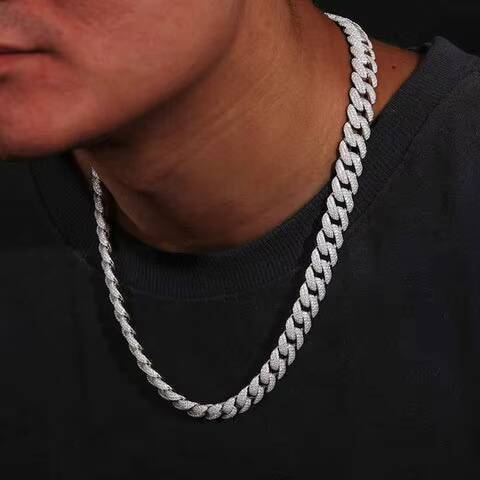 925 Silver Moissanite Luxury Cuban Chain Vintage Style Womens Necklaces for Gift Anniversary Wedding Party Engagement