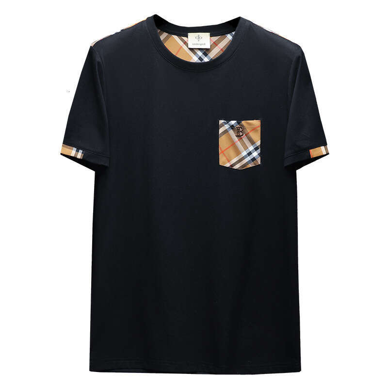 luxury Summer New Trendy Brand Printed Short T-Shirt for Men, Round Neck Fashionable Mercerized Cotton Slim Fit Half Sleeve Base Shirt