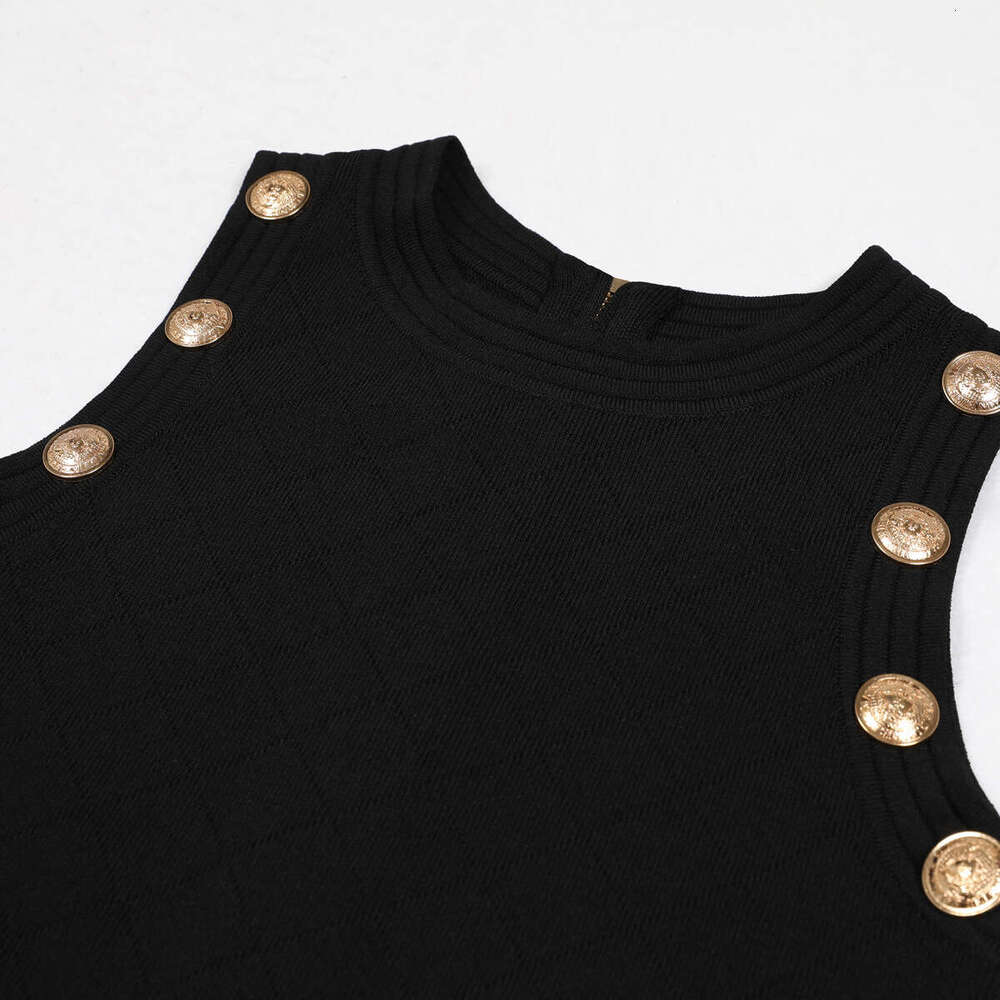 Spring and summer r27 new designer sleeveless button elastic knitted medium length slim r27 fit multifunctional outerwear