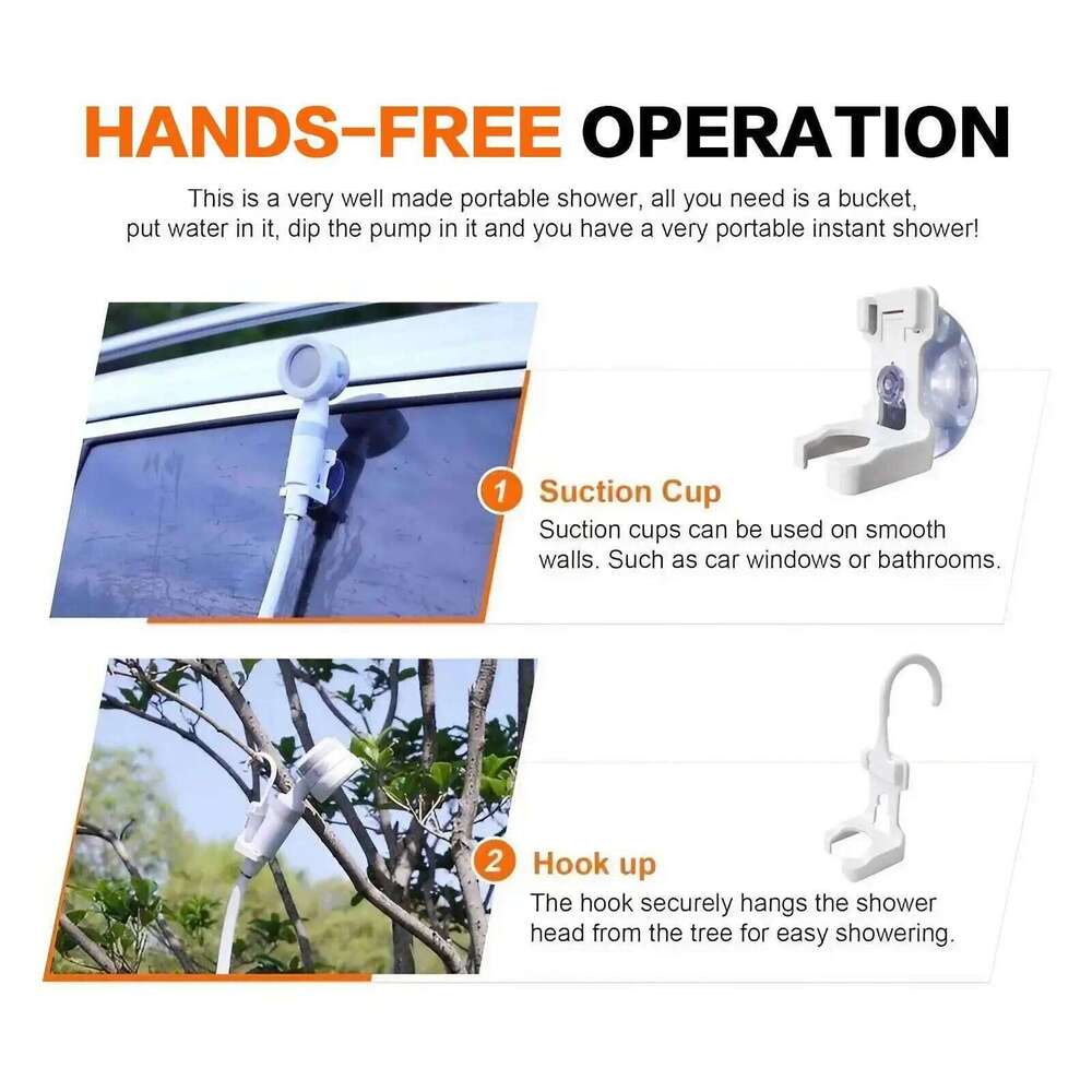 Electric Pump Rechargeable Camping Portable Outdoor Shower Head Sprayer for Hiking Car Wash Pet Cleaning