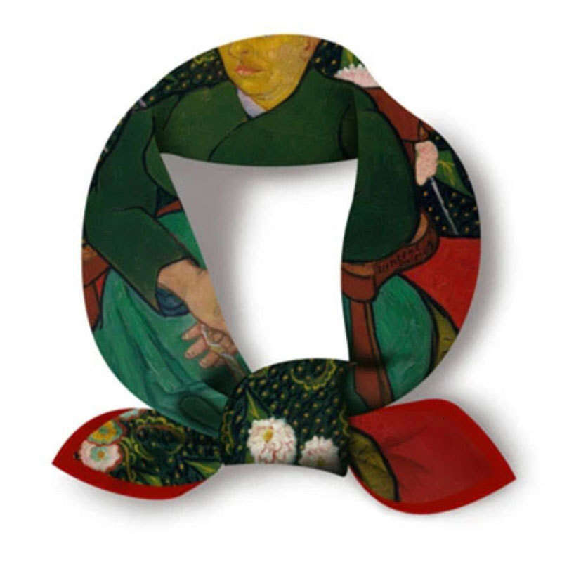 2024 Cross-Border Bestseller: Van Gogh Oil Painting Series Square Vintage Artistic Chic Small Neck Scarf, Decorative Printed Scarf Qian Pan