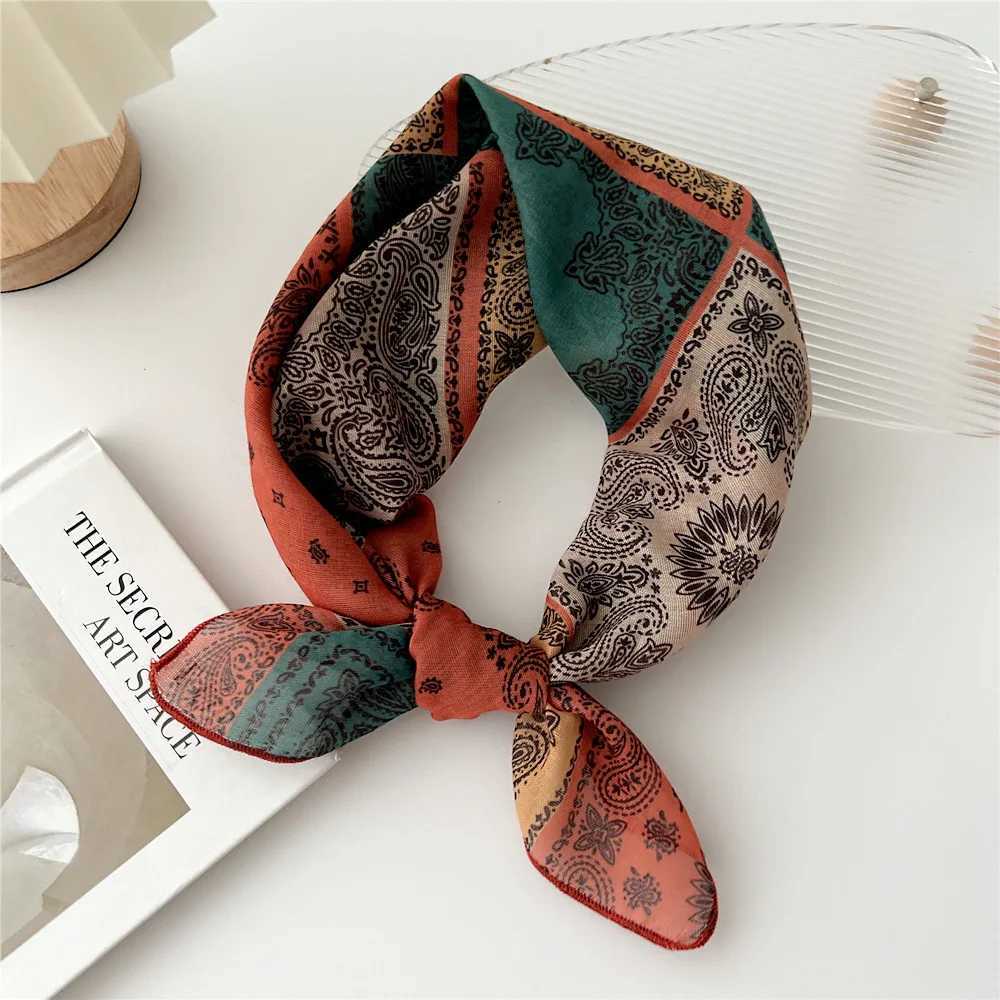 Fashion Cotton Scarf Wen Floral Print Neckerchief Small scarf Hijab Scarves Fem Cute Bandana Scarfs Ladies 55x55cm X260328