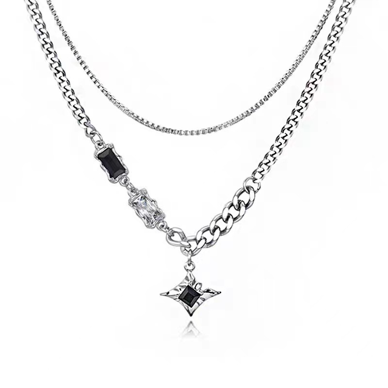Designer luxury Star Double Layer Necklace Hip Hop Design Sense Niche Personality Accessories High-end Qixi Festival Men's and Women's Clavi
