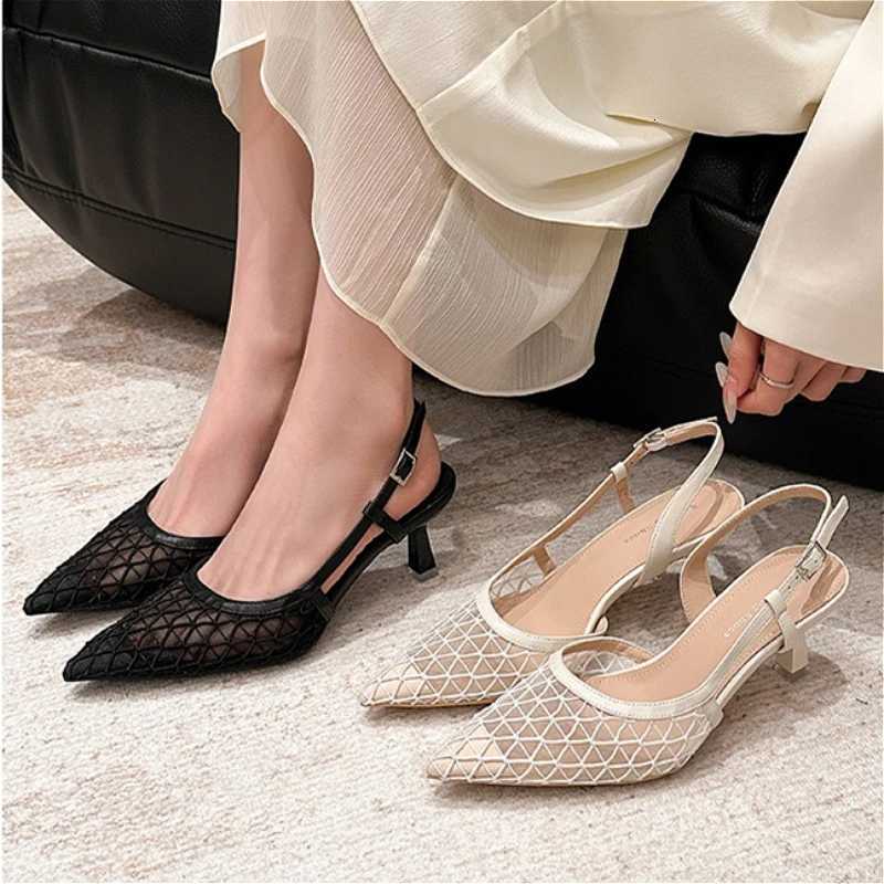 Sexy Metal Pointed Toe Pumps Sandals Women Mesh Breathable Sandals Ladies Fashion Party Dress Shoes Female Sandalias De Mujer Z260330