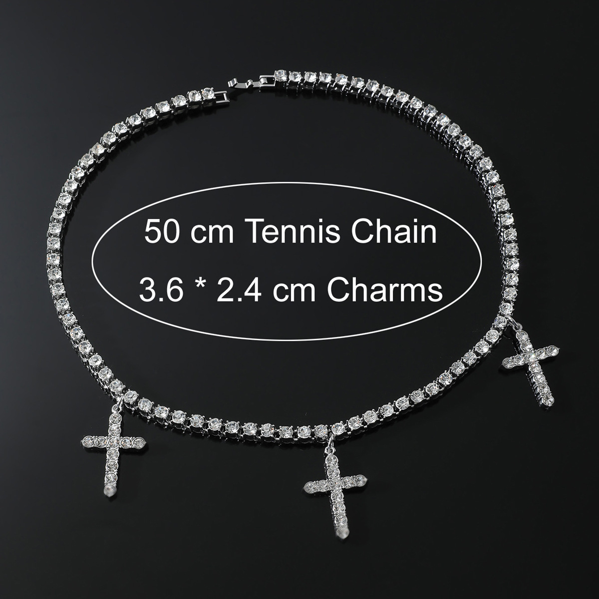 Full Diamond 3 Cross Dangle Tennis Chain Necklace Choker Hip Hop 18k Gold Plate Trendy Ins New In Iced Out Neck Accessory Crosses Pendant Collarbone C
