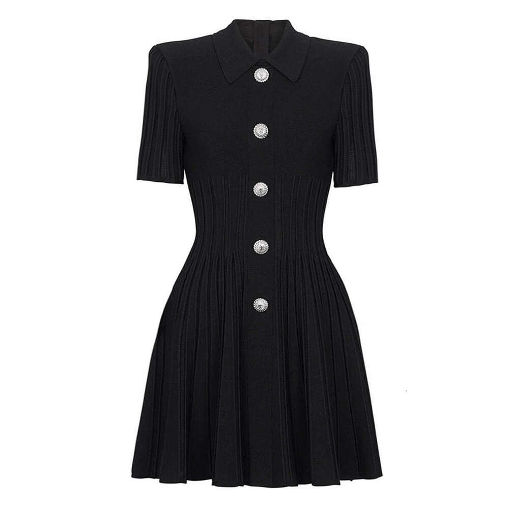 Designer Women's High Quality Dress Summer New D7 Fashion Knitted Collar Slimming A-line Skirt